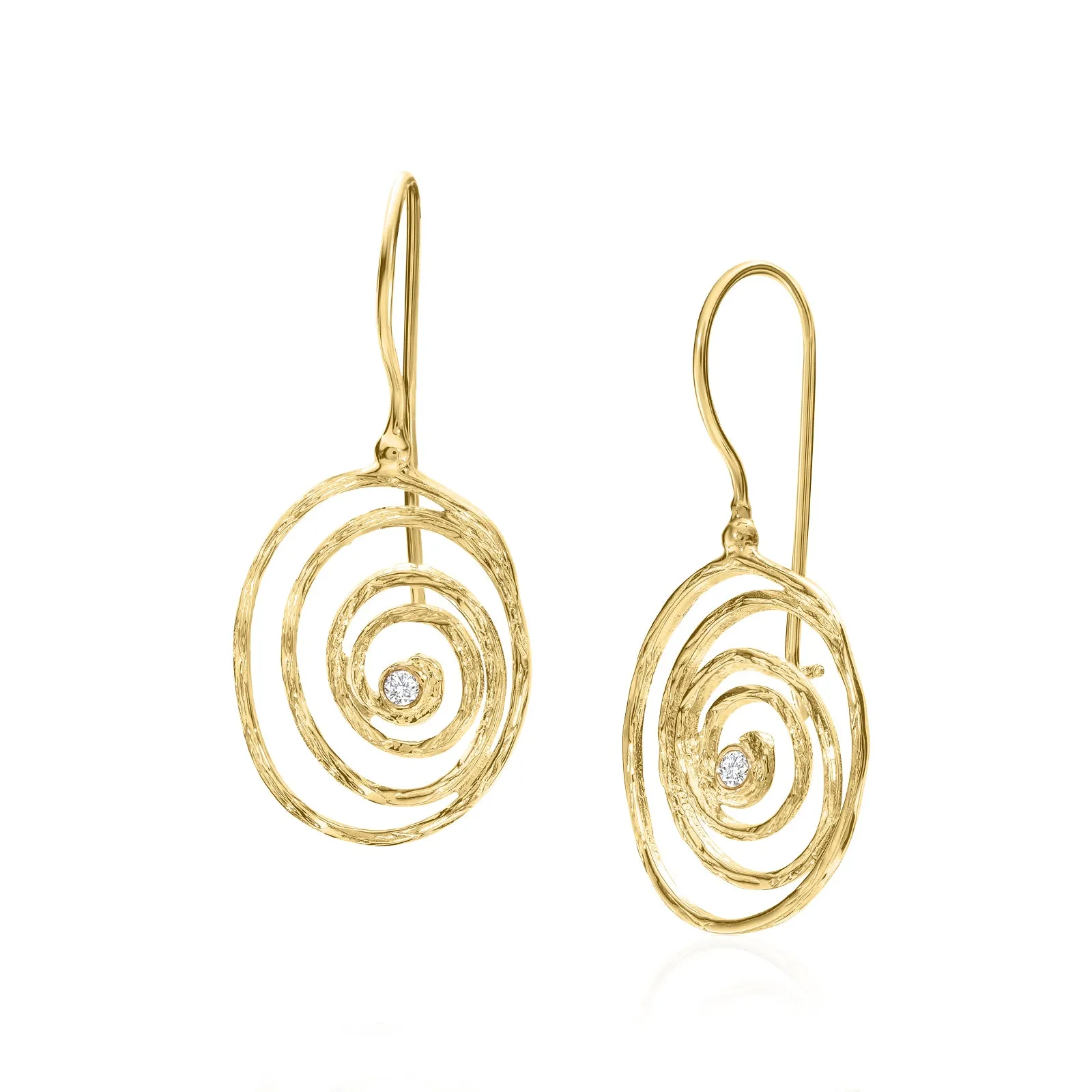 14K Gold Diamond Wire Wrap Earrings