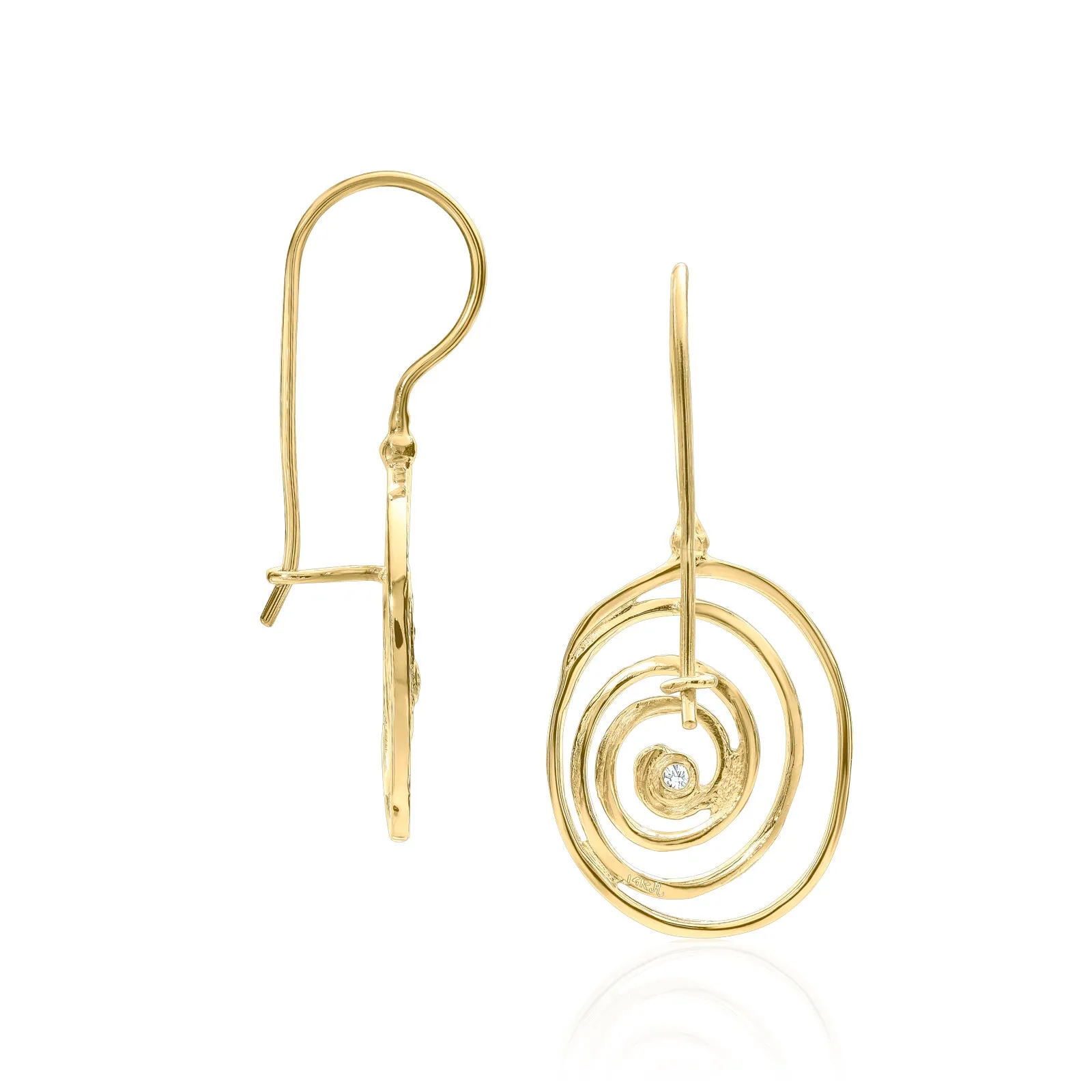 14K Gold Diamond Wire Wrap Earrings