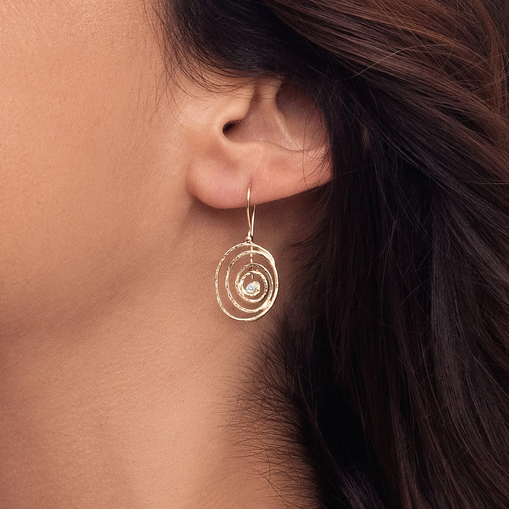 14K Gold Diamond Wire Wrap Earrings