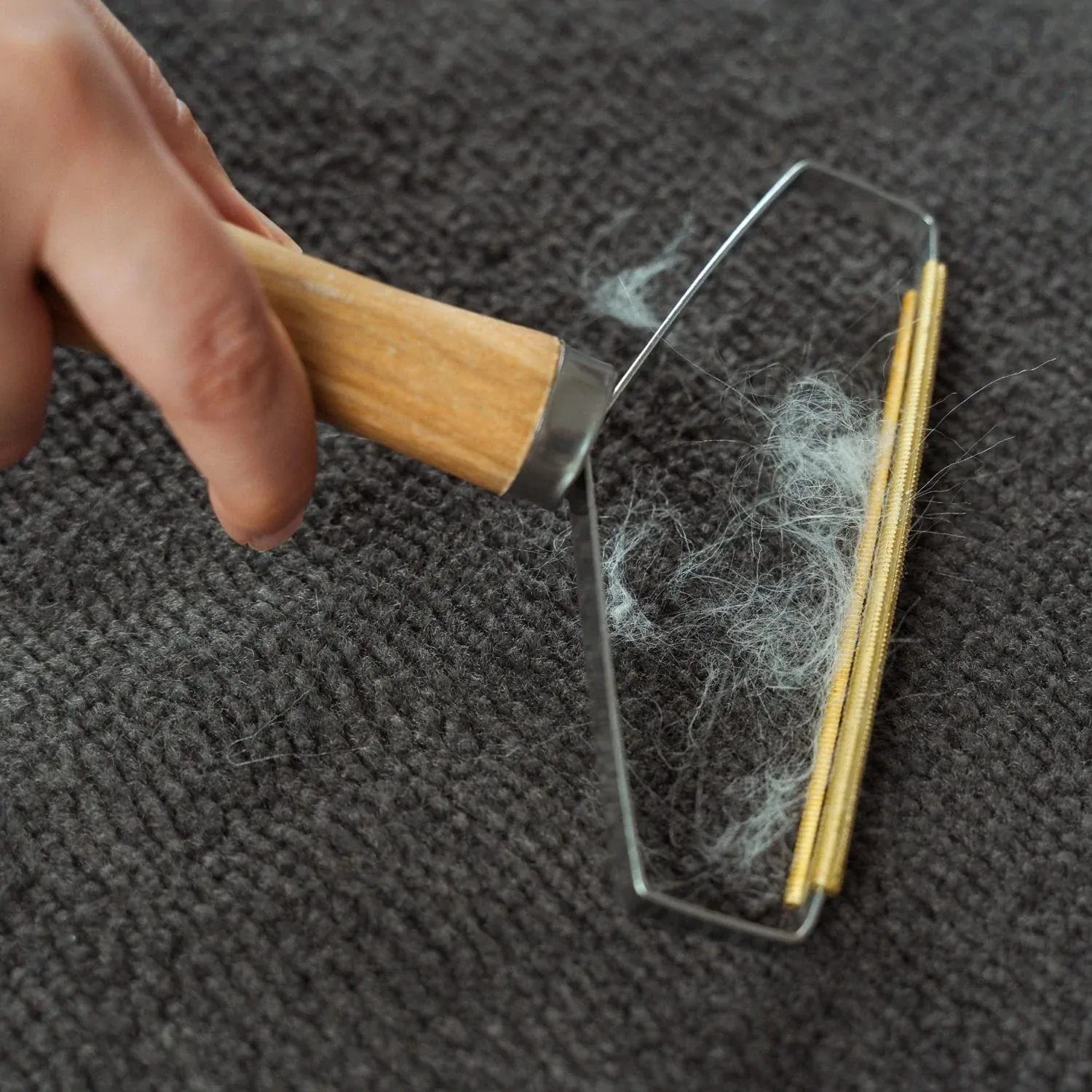 2x Wooden Lint Remover 13x16.5cm Clothes Brush - Natural