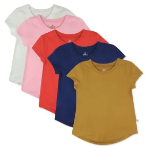 5-Pack Organic Cotton Girls' Short Sleeve T-Shirts