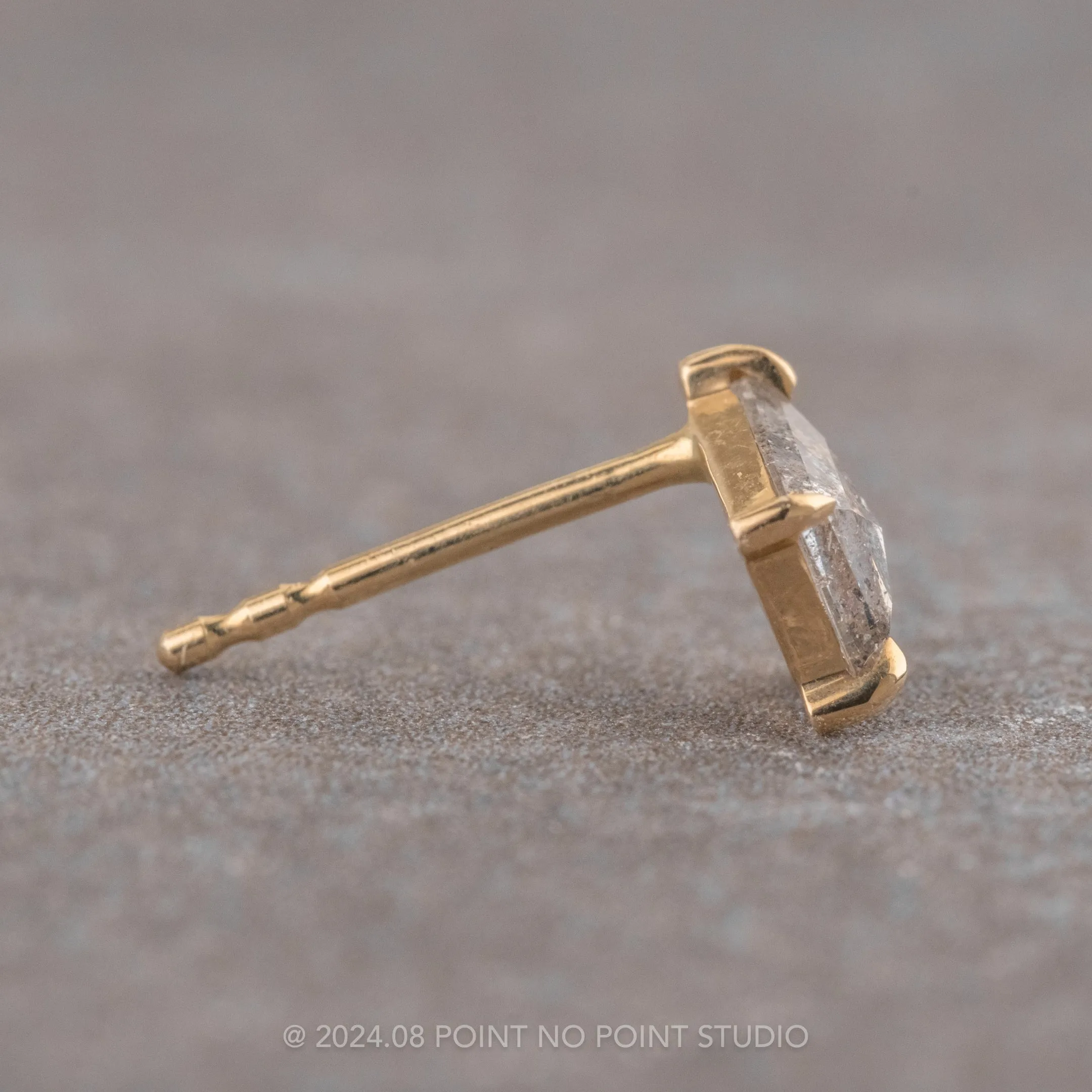 .62tcw Salt and Pepper Kite Diamond Studs, 14k Yellow Gold Earrings