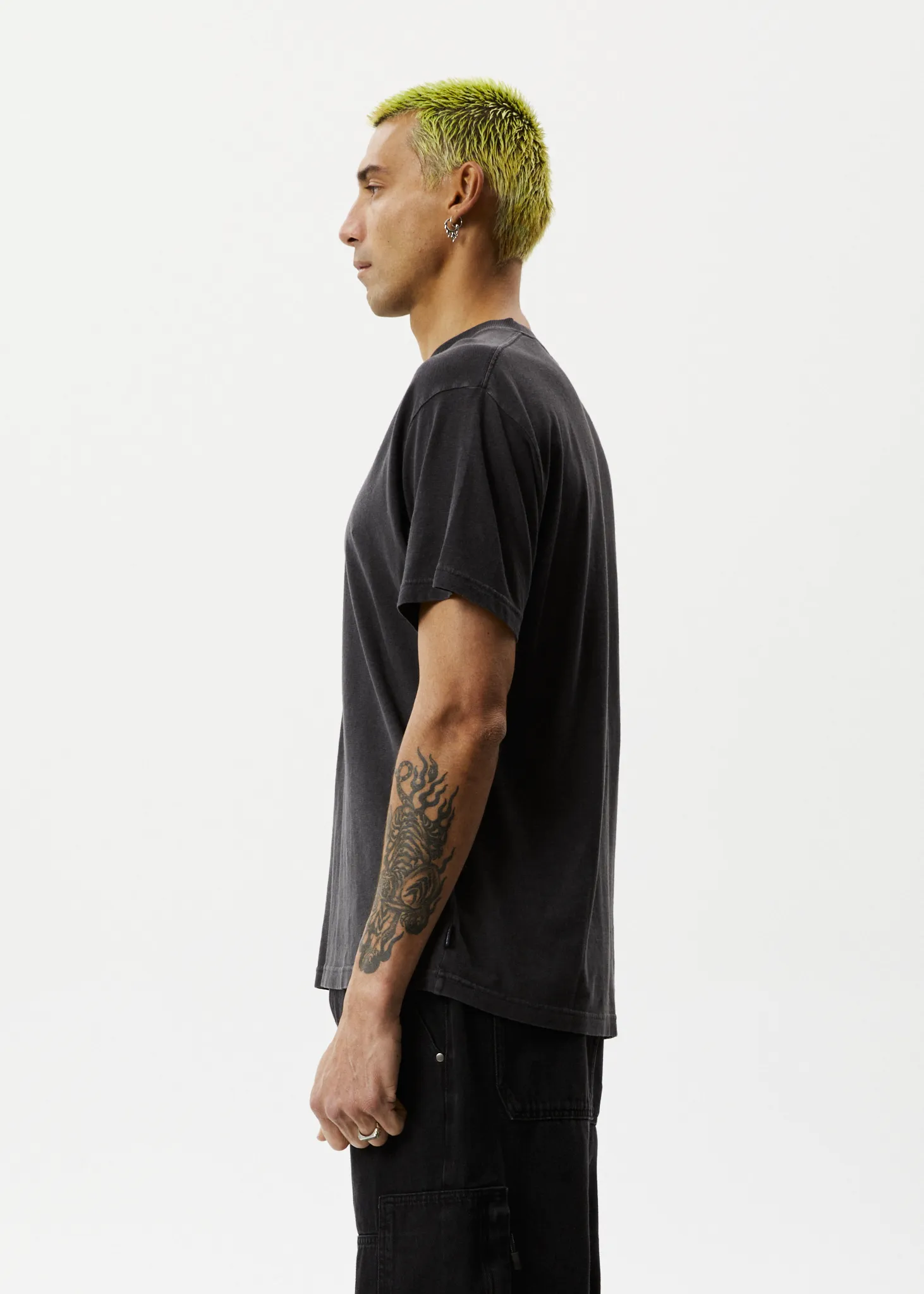 AFENDS Mens Staple - Boxy Fit Tee - Stone Black