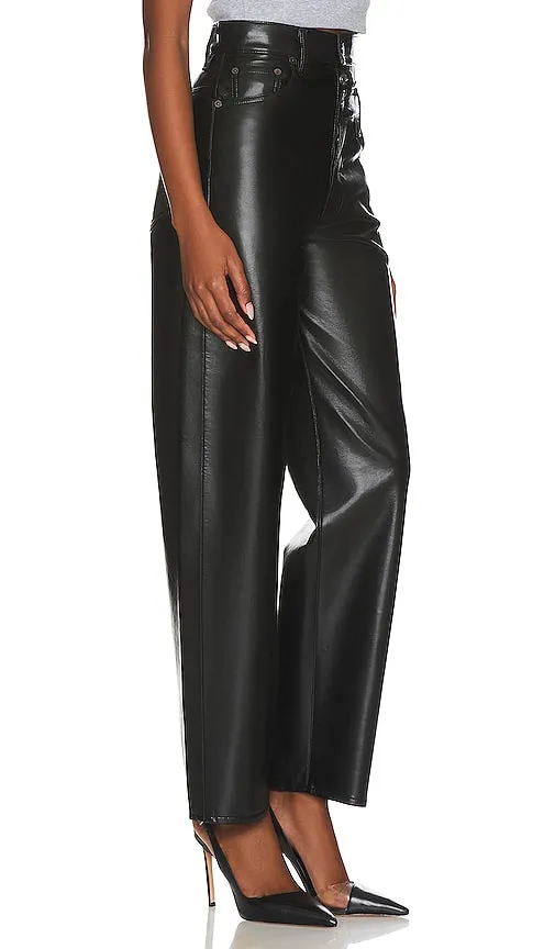 AGOLDE Recycled Leather Broken Waistband in Black