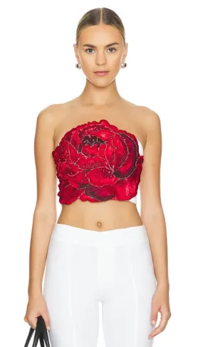 Alice   Olivia Randie Floral Crop Top in Red