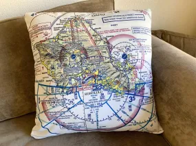 Aviation Chart Throw Pillow Recycled Polyester