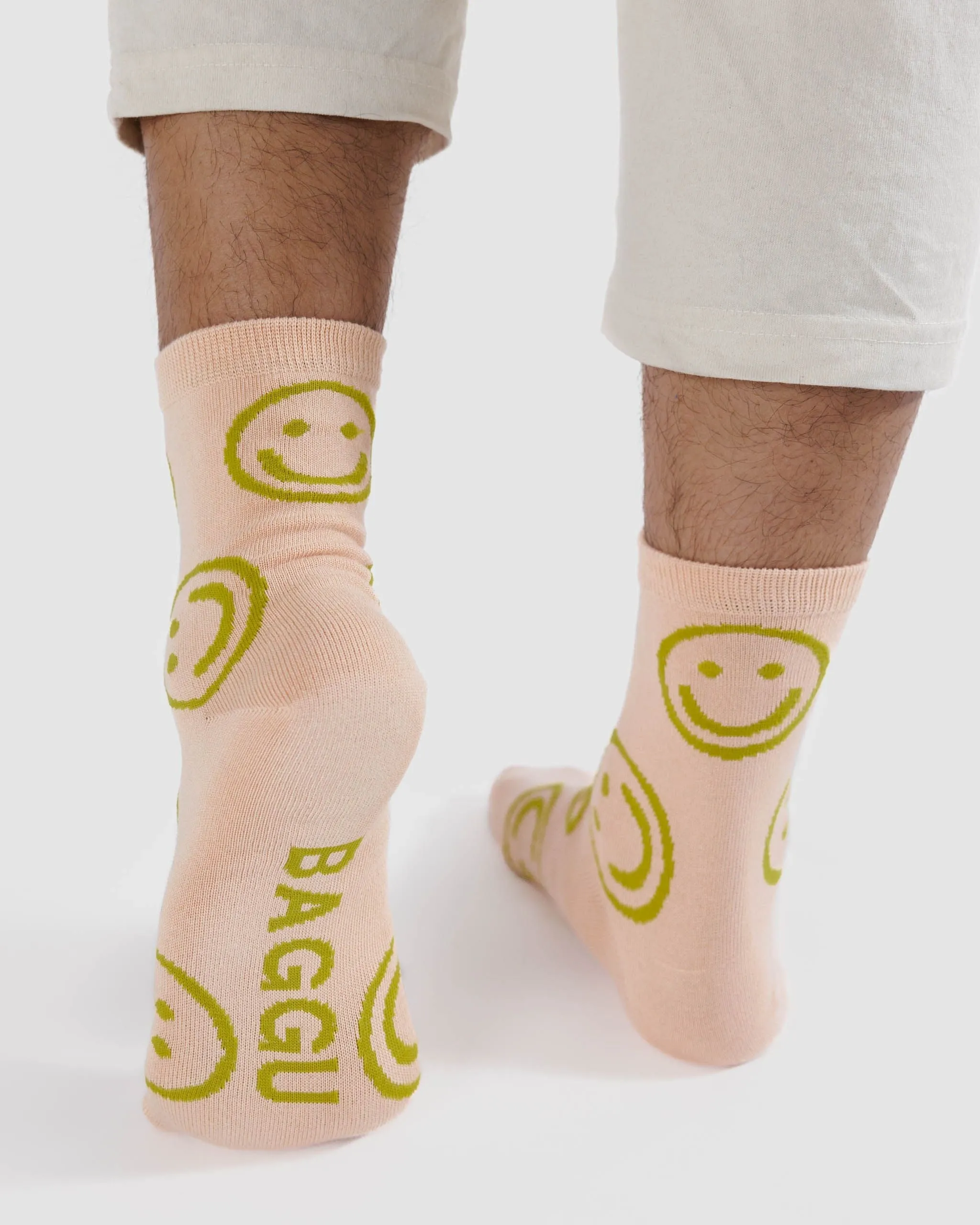 Baggu - Crew Sock | Light Pink Happy