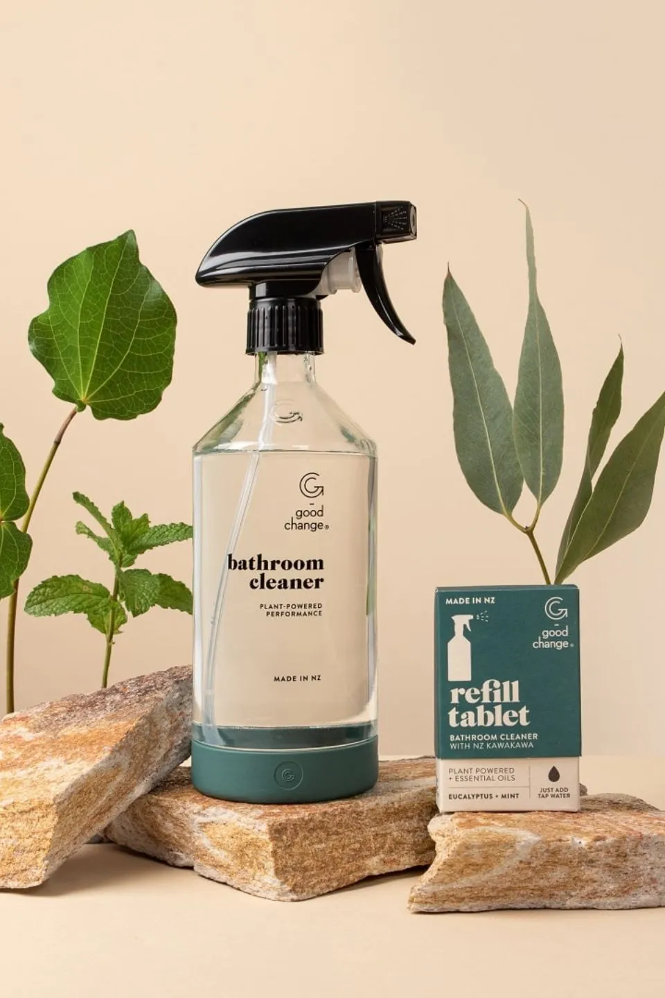 Bathroom Cleaner Teal Reusable Glass Silicon Base Bottle