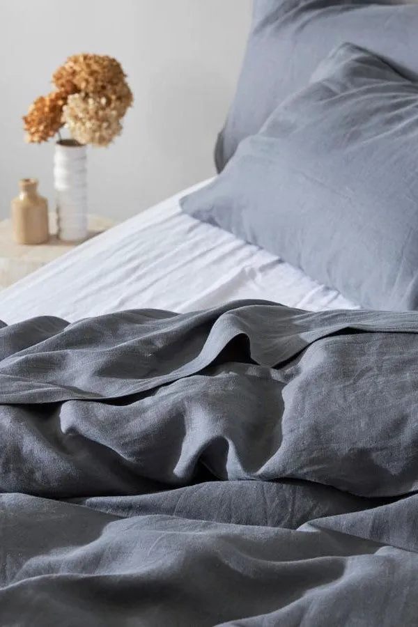 Belgian Washed Linen Charcoal Standard Pillowcase