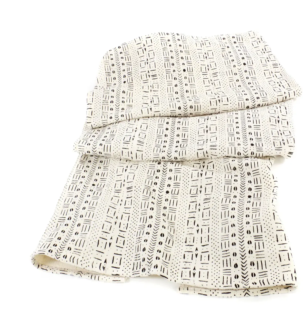 Black & White Mudcloth HandWoven Cotton Throw, Fair Trade from Mali
