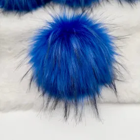 Blue Raccoon Long Pile Super Lux Faux Fur Quick Connect Pom Pom