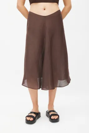 Brown & Gold Linen Skirt