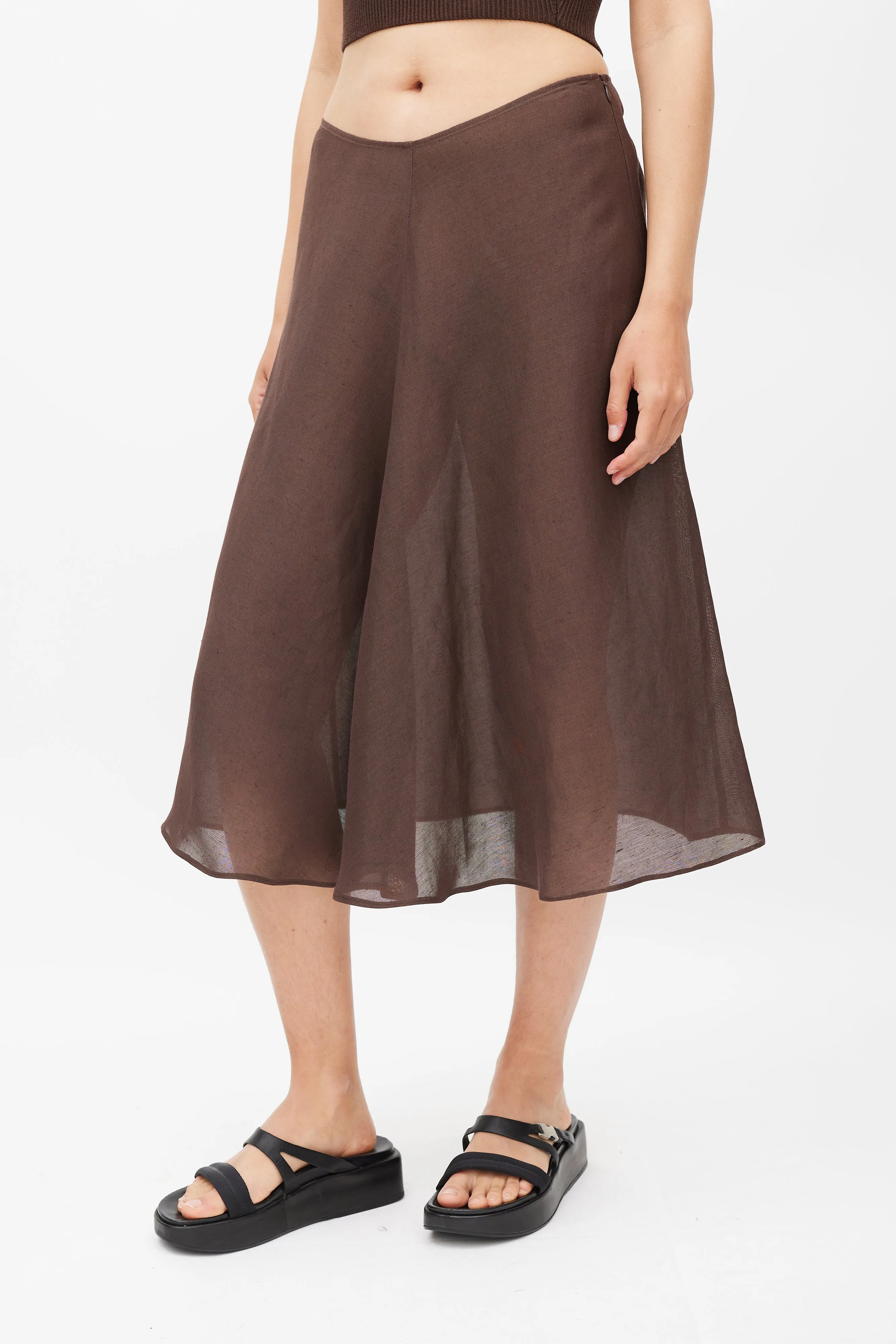 Brown & Gold Linen Skirt