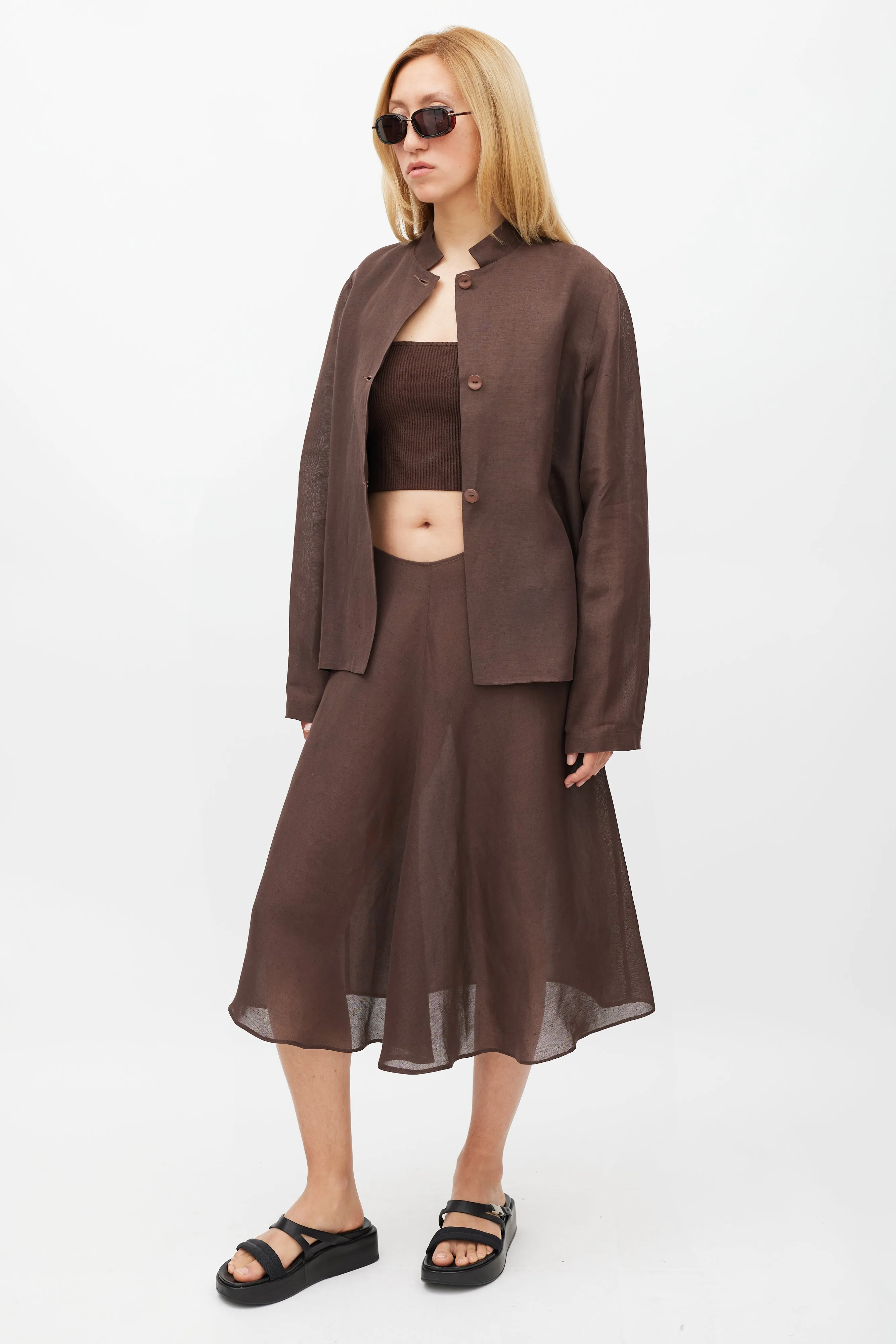 Brown & Gold Linen Skirt