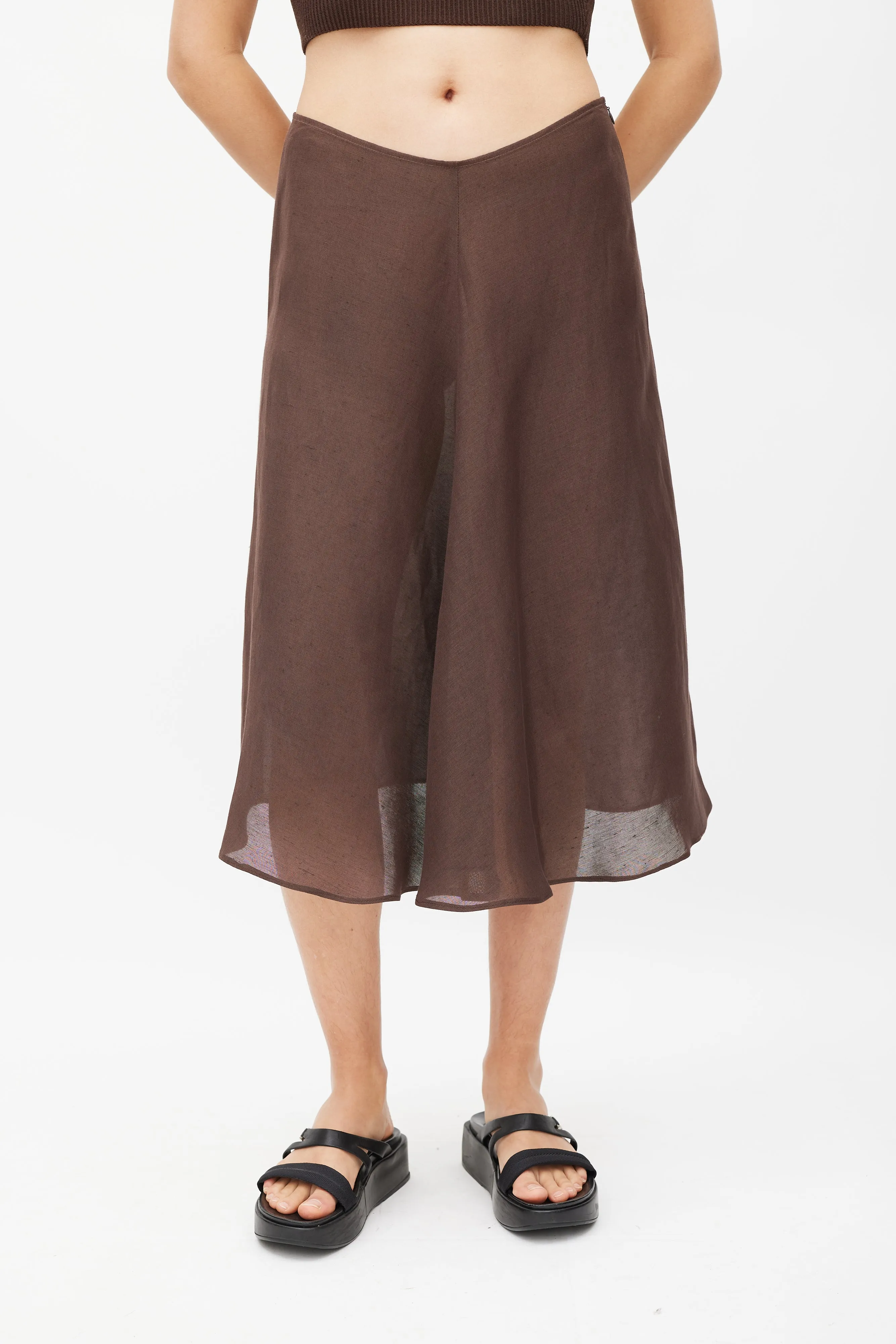 Brown & Gold Linen Skirt