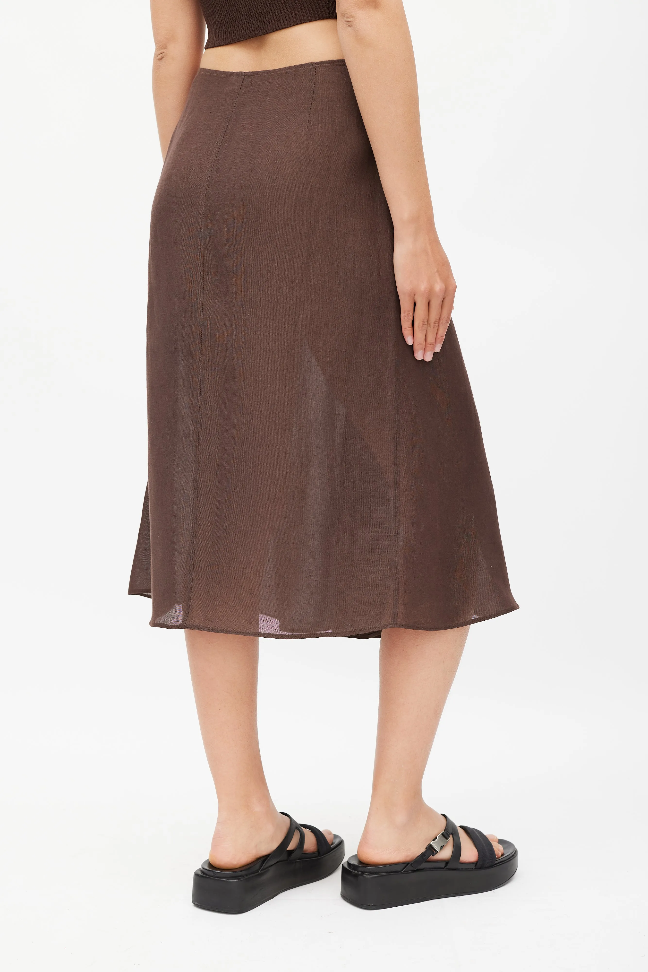 Brown & Gold Linen Skirt