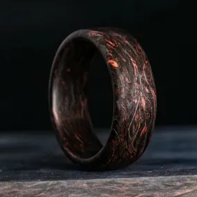Elegant Copper Burl and Carbon Fiber Ring