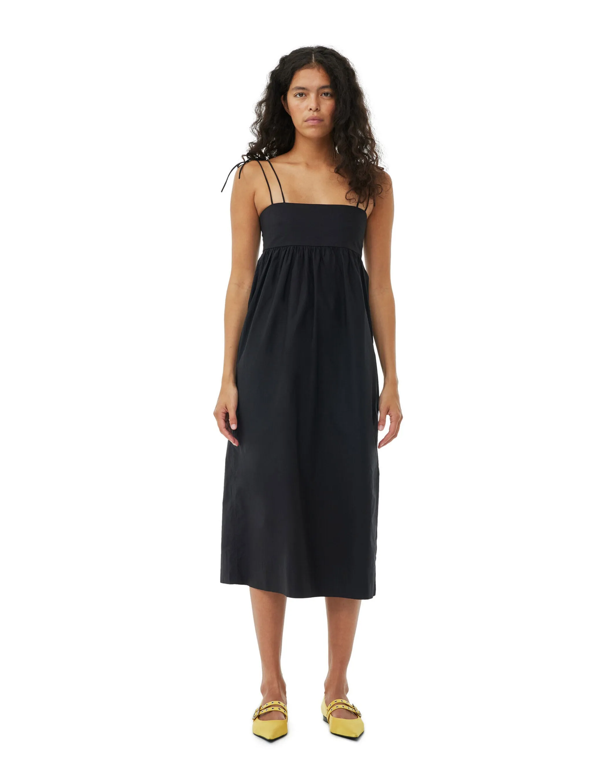 Cotton Poplin String Midi Dress
