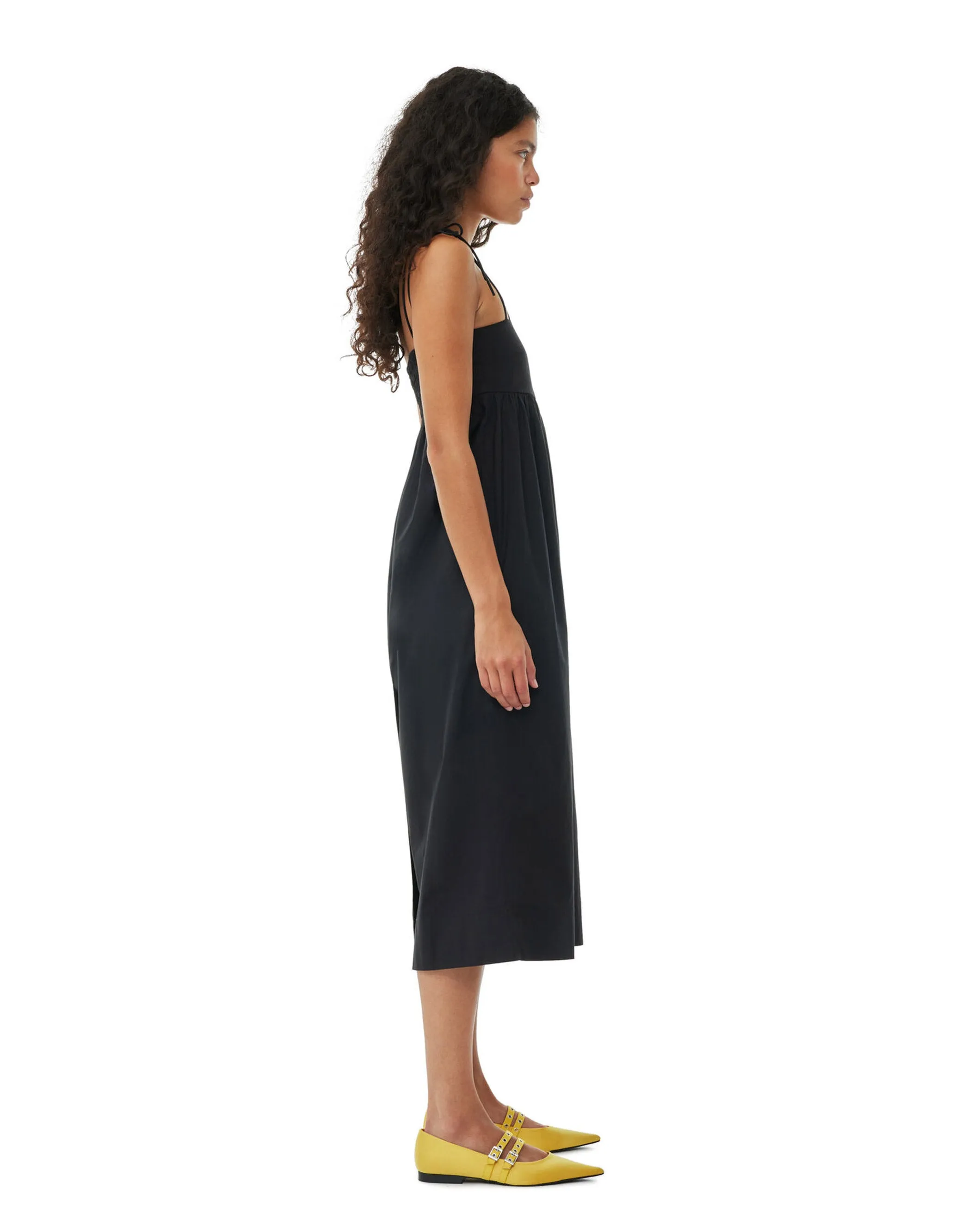 Cotton Poplin String Midi Dress