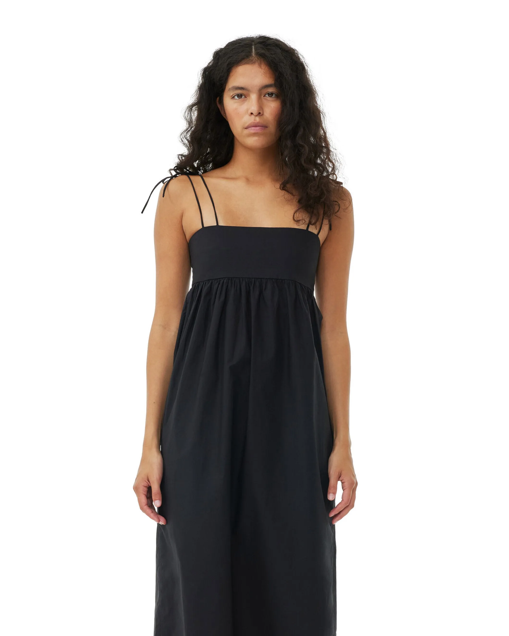 Cotton Poplin String Midi Dress