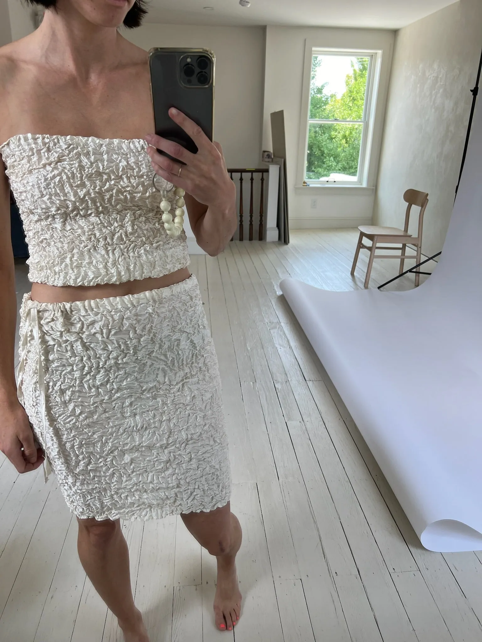 Crumpled Bustier in White