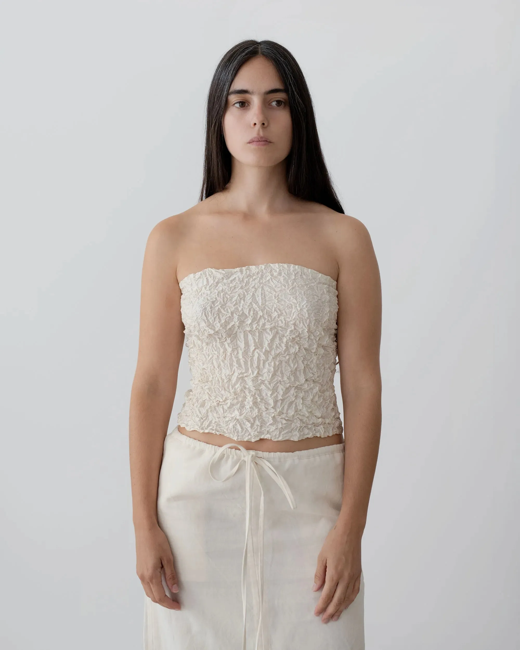 Crumpled Bustier in White