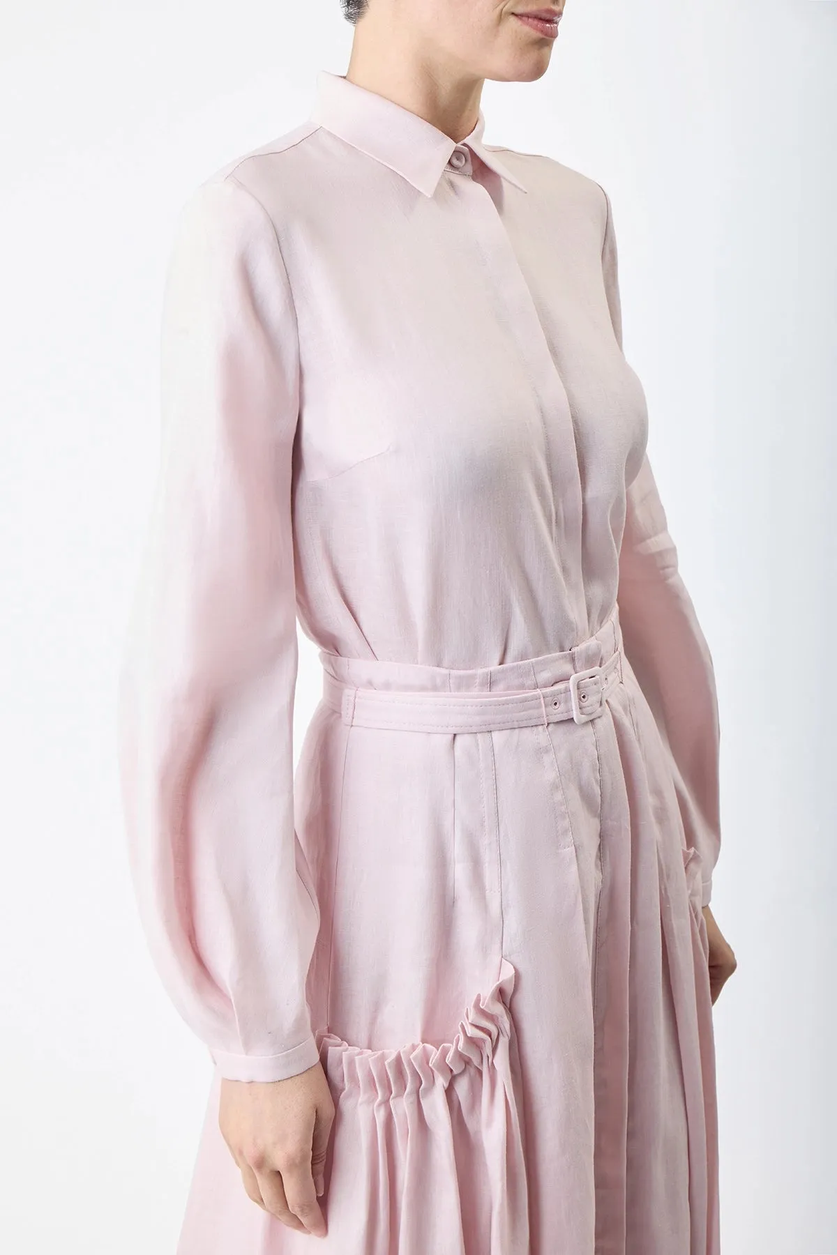 Cyrielle Pleated Skirt in Blush Aloe Linen