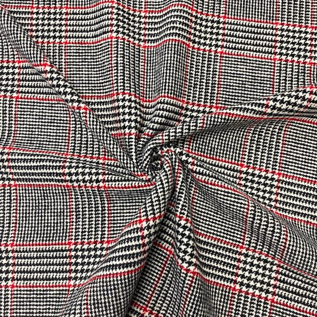 Dogtooth Tartan Wool Mix Fabric