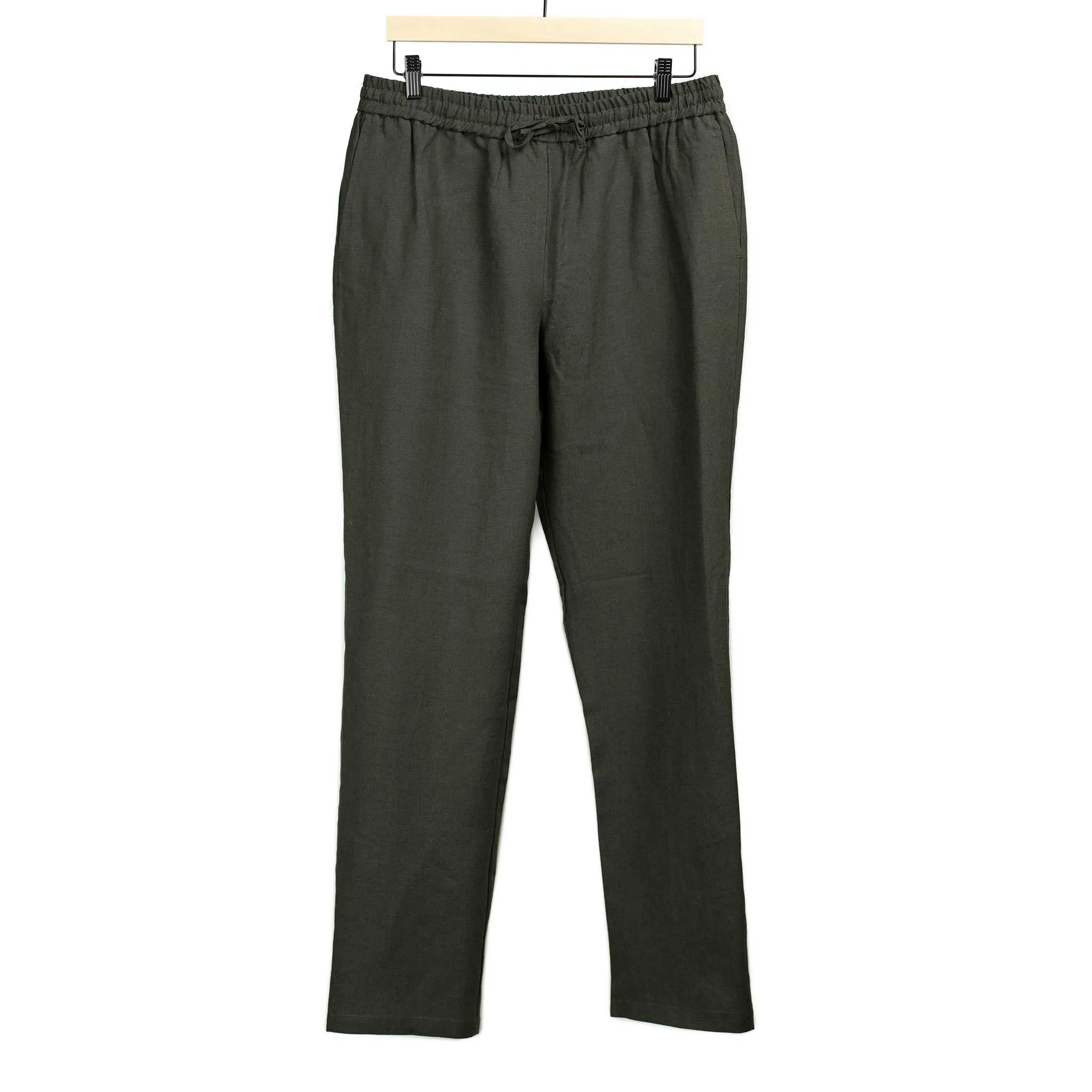Drawstring easy pants in arabica Belgian linen (restock)