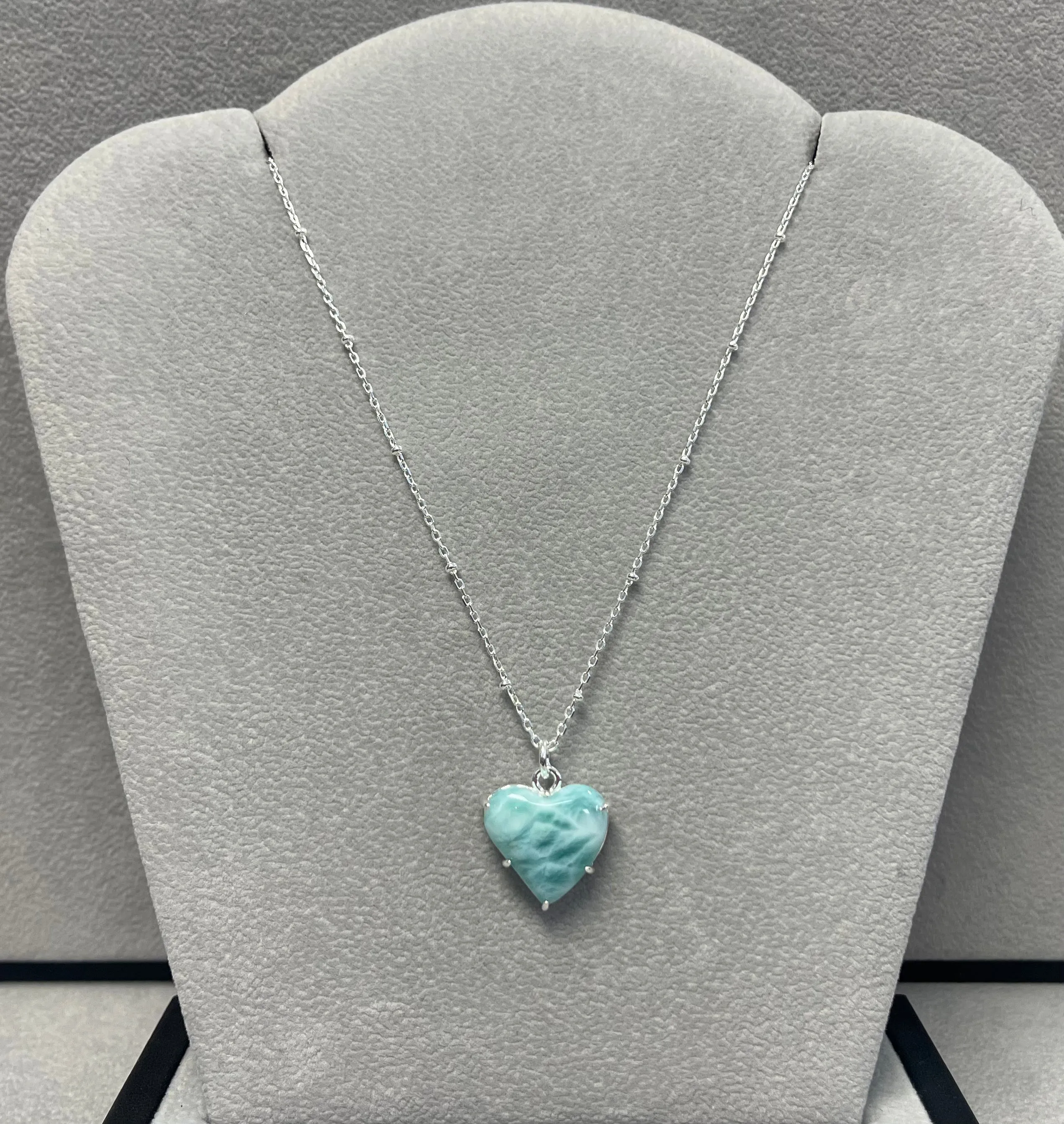 Dune Jewelry Open Heart Necklace - Larimar