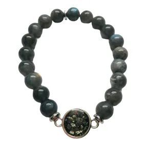 Dune Jewelry Round Labradorite Beaded Bracelet w/Pyrite