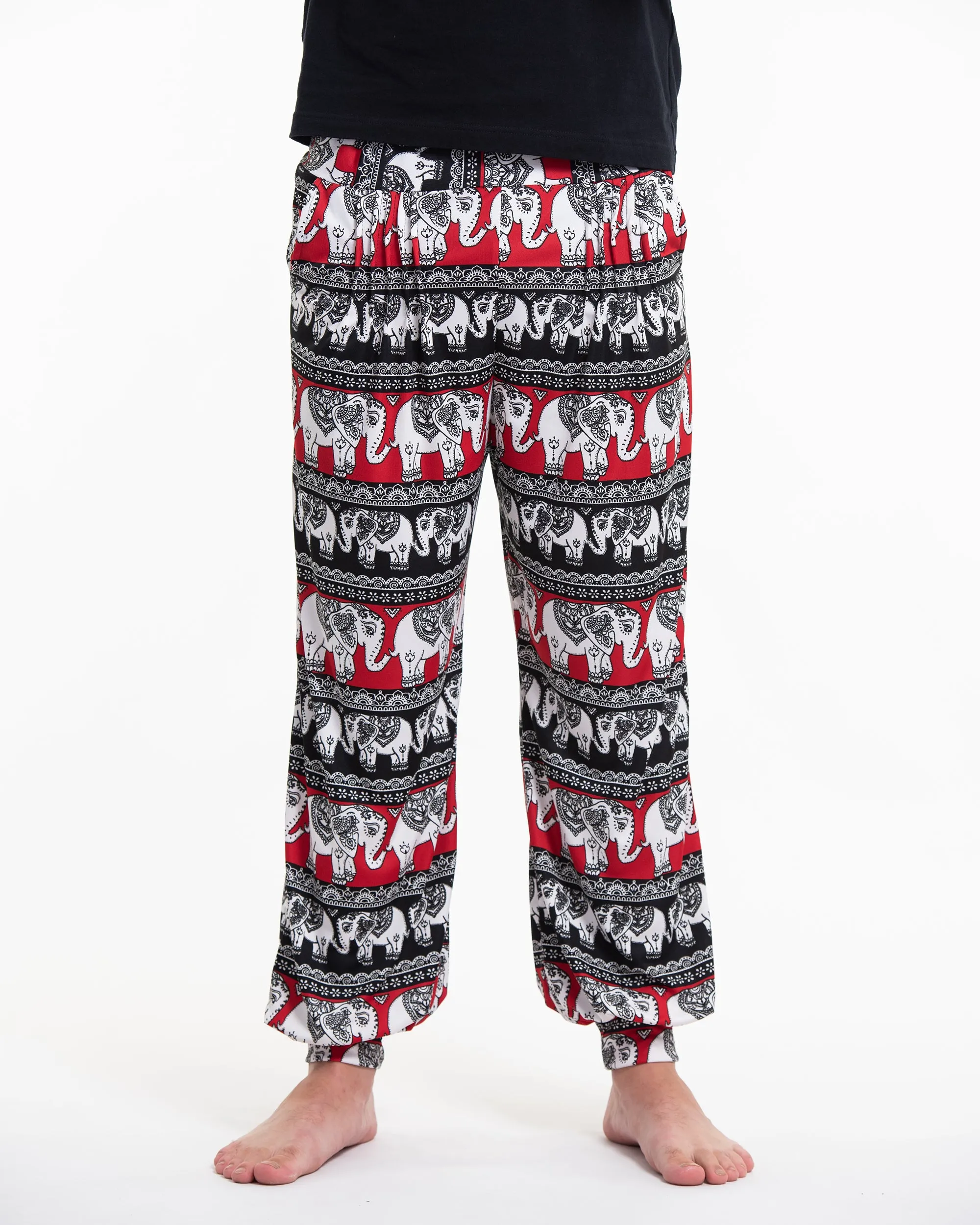 Eco-Friendly Elephant Print Men Harem Pants in Red