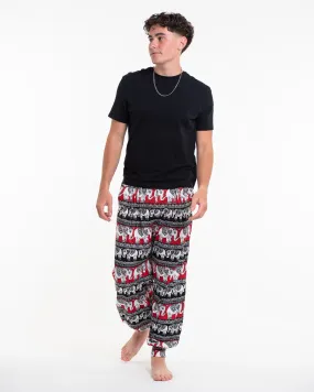 Eco-Friendly Elephant Print Men Harem Pants in Red