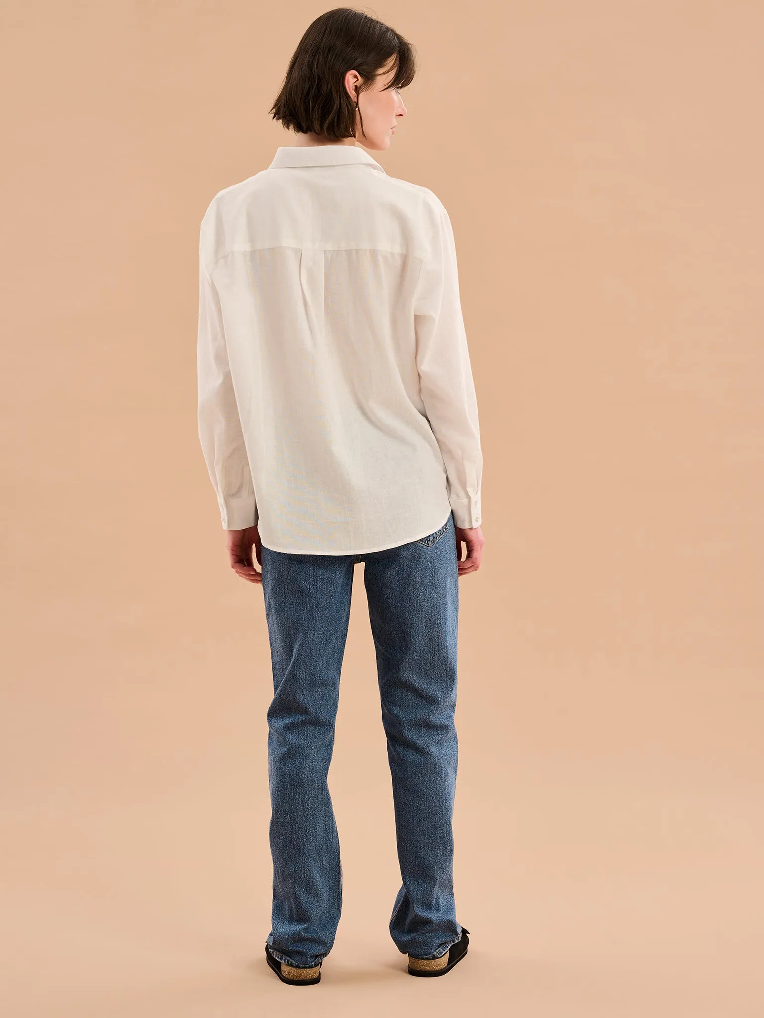 Evie Linen Oversized Shirt in White