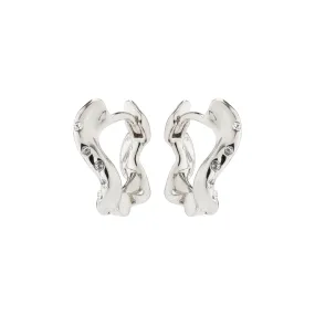 EVRA recycled organic shaped crystal hoops silver-plated
