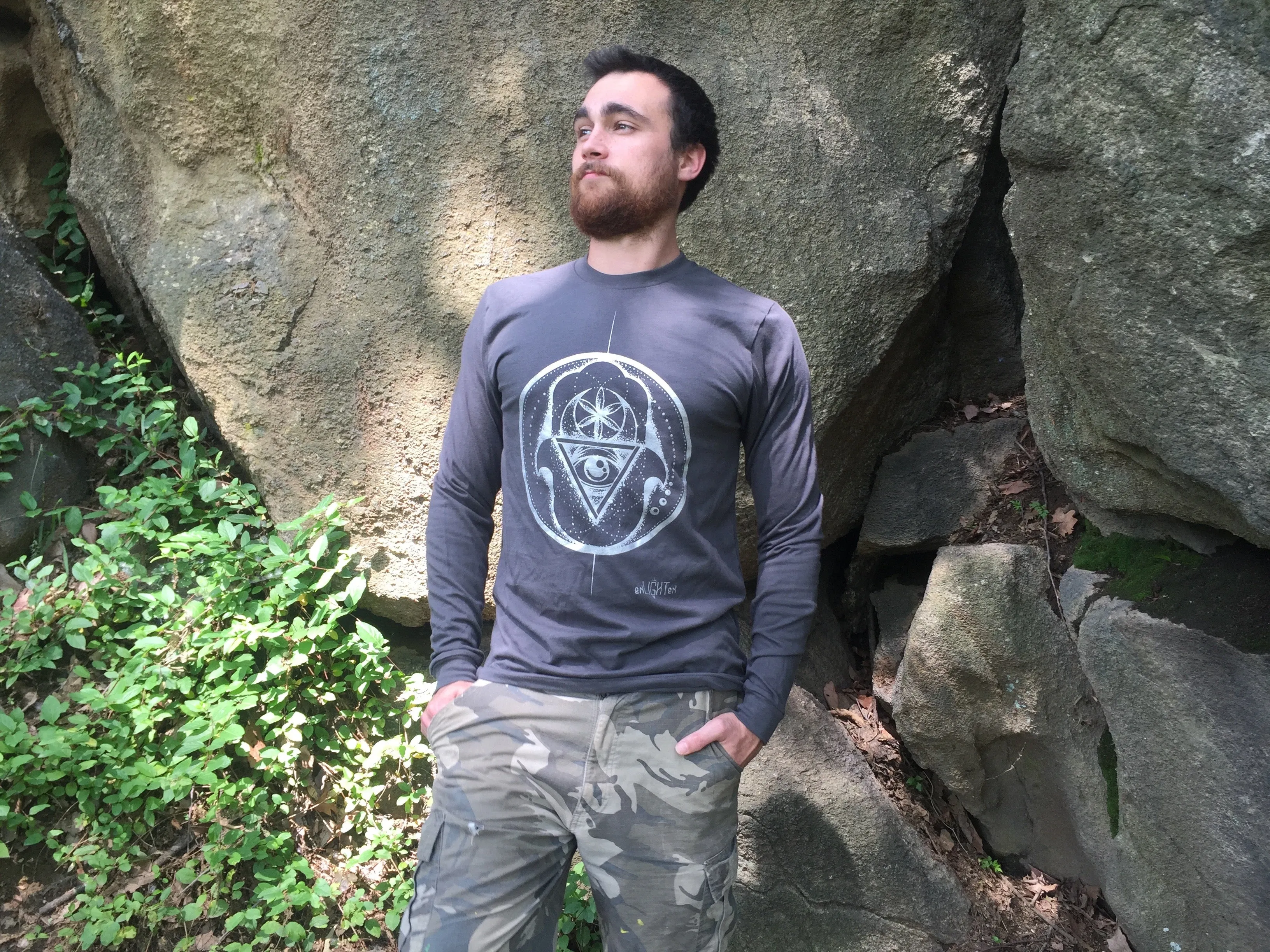 Hamsa Organic Cotton Long Sleeve Seeds Of Life Sacred Geometry Shirt