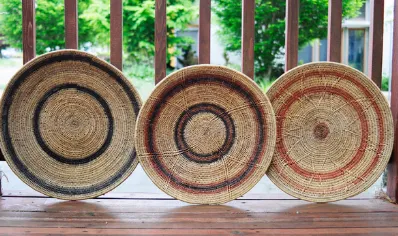 Hand Woven Peach & Black Wedding Baskets from Zambia, Fair Trade