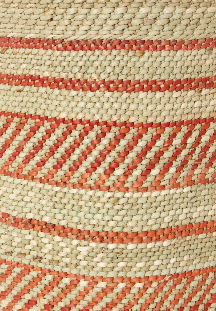 Handwoven Natural Grass Storage Baskets, Rust/Orange Accents, Fair Trade from Tanzania