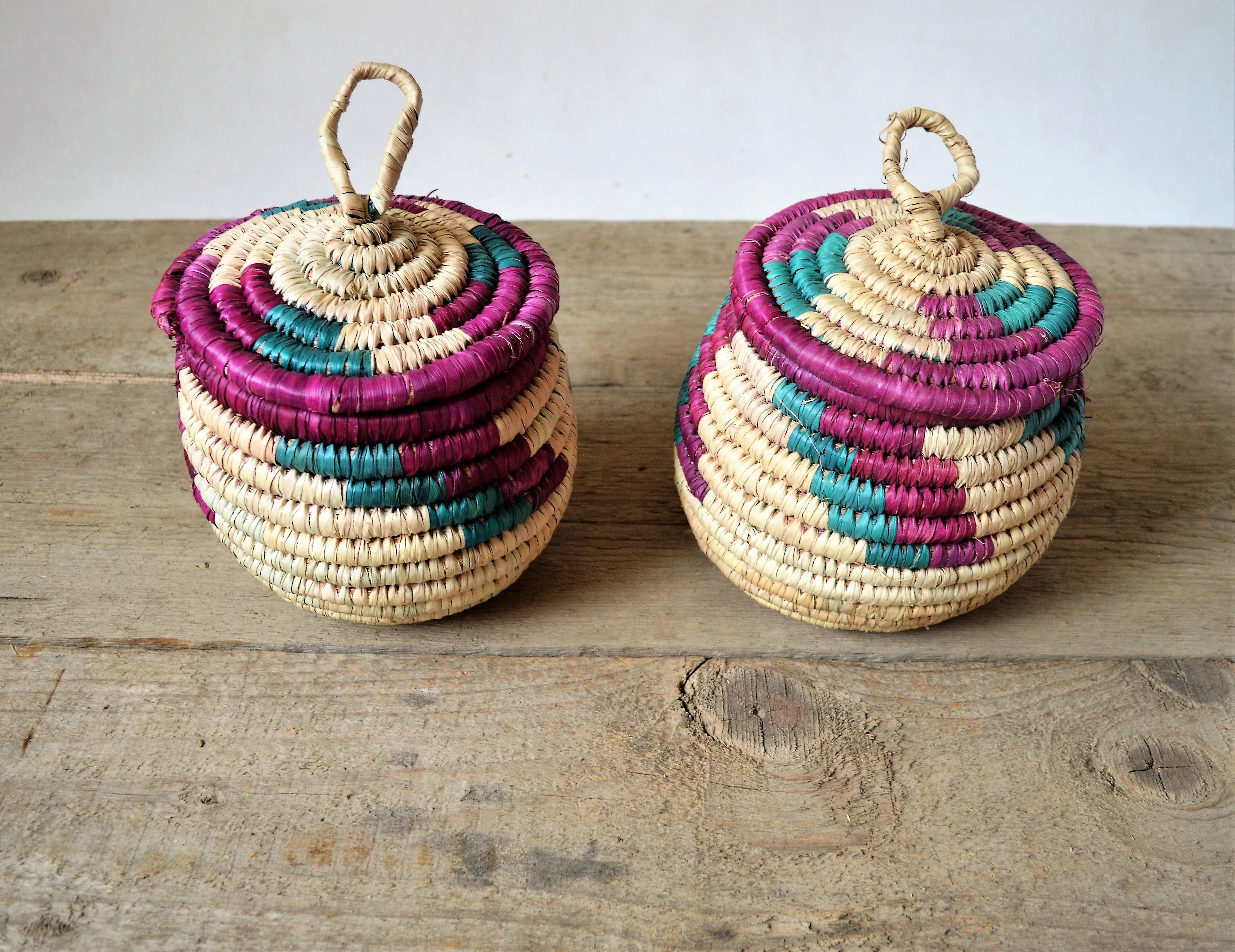 Jewelry straw box, Sustainable decor (Big, colored)