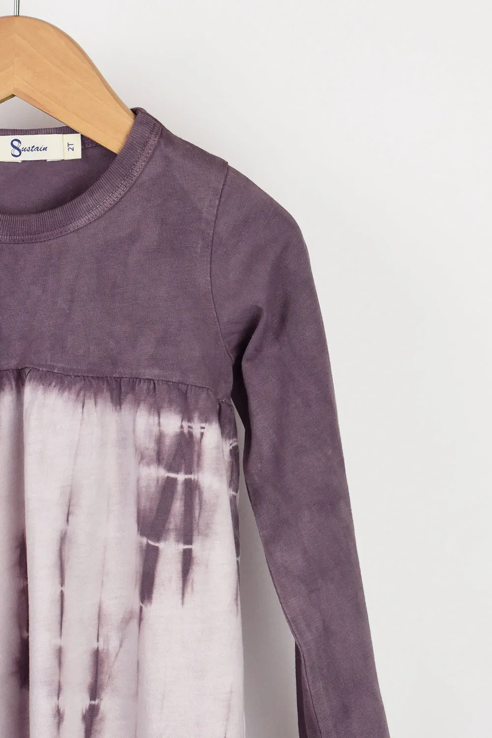 Kids Organic Plant-dyed Shibori Long Sleeve Dress