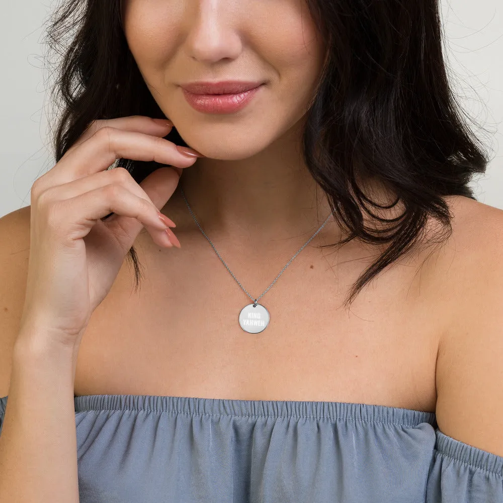KING YAHWEH Engraved Silver Disc Necklace