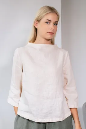 Linen Blouse AYA With Higher Neck