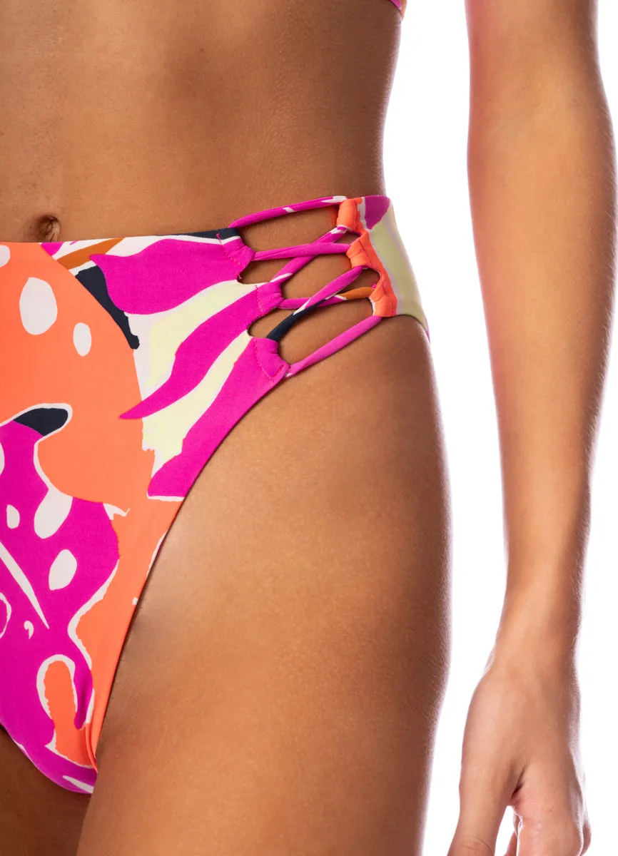 Maaji Jungle Reef Applauses High Rise Lace Up Bikini Bottom