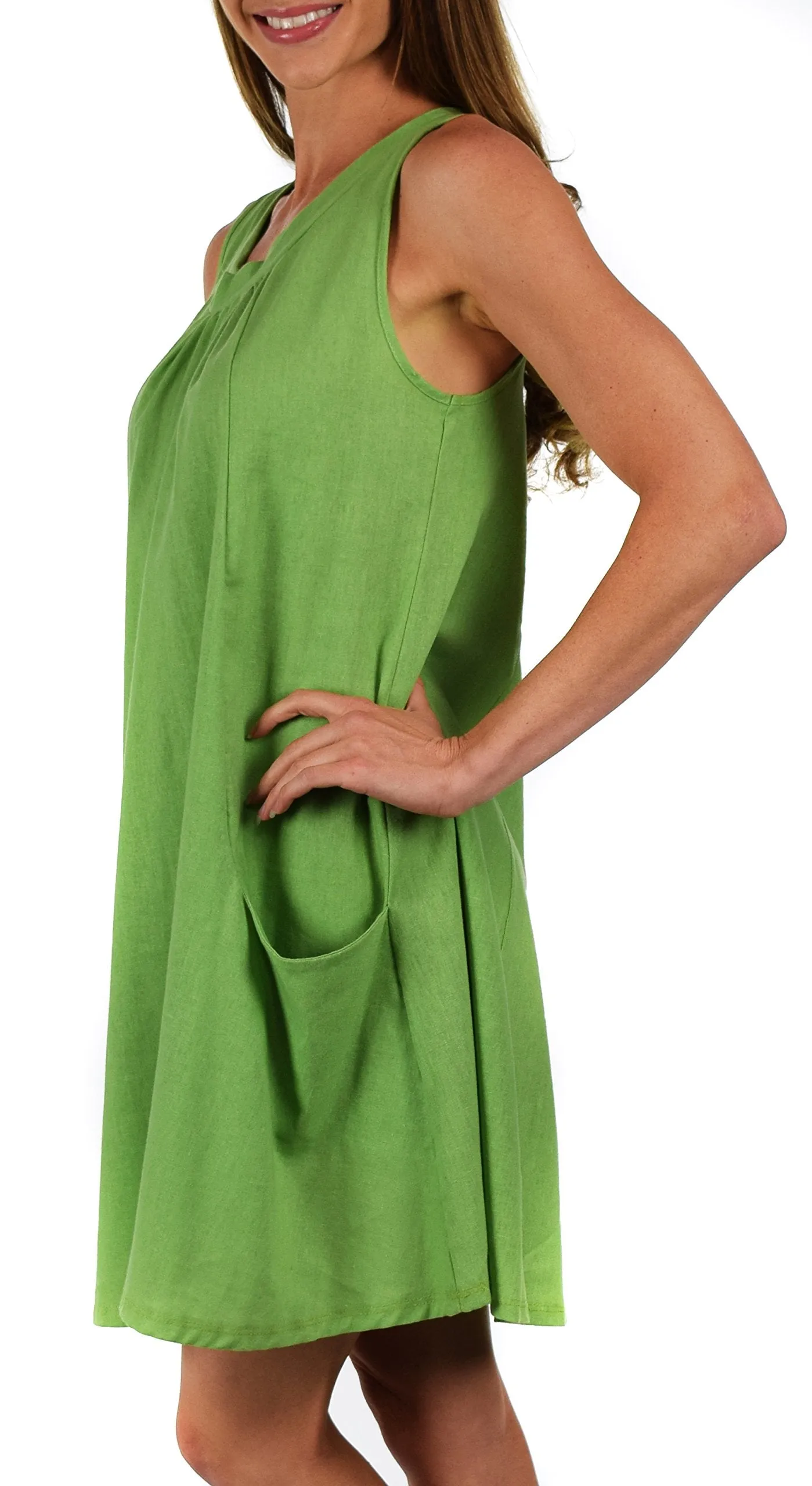 Made In USA, Sleeveless Linen Dress, Linen Midi Dress, Peek-a-boo Linen Dress, Summer Linen Dress w/Bow Tie Back Plus Sizes