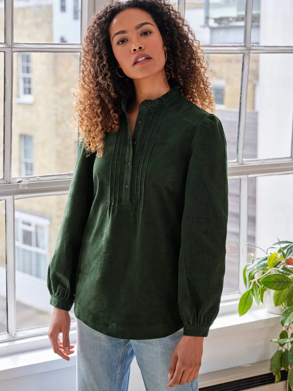Premium Forest Green Organic Cotton Corduroy Shirt by Milou