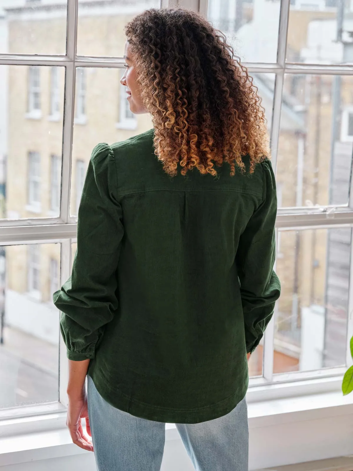 Premium Forest Green Organic Cotton Corduroy Shirt by Milou