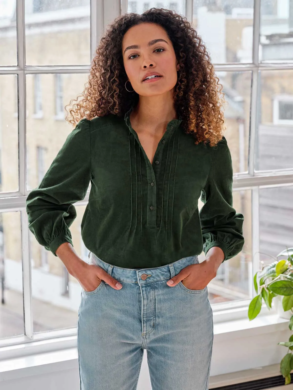 Premium Forest Green Organic Cotton Corduroy Shirt by Milou