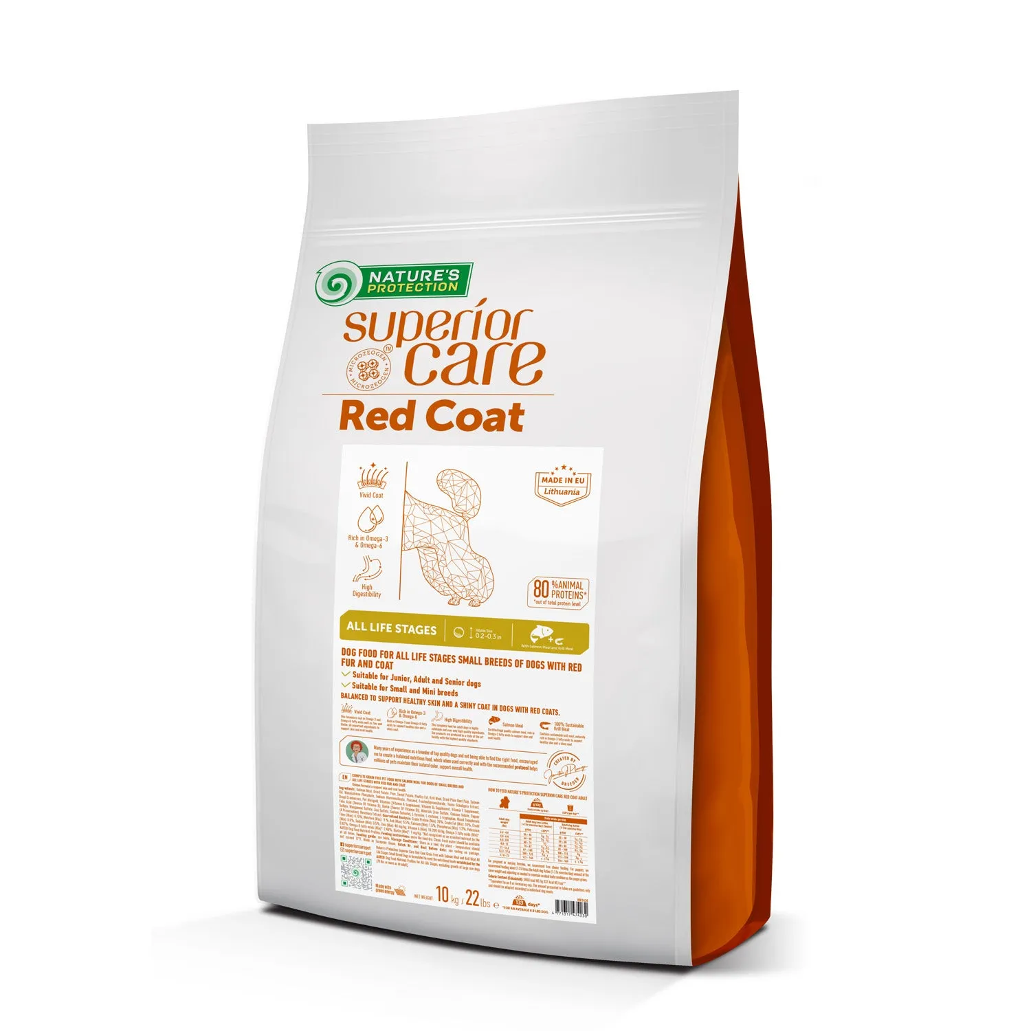 Nature's Protection Red Coat Grain-Free Dry Dog Food For Small And Mini Breeds Red Coated Dogs, Salmon And Krill
