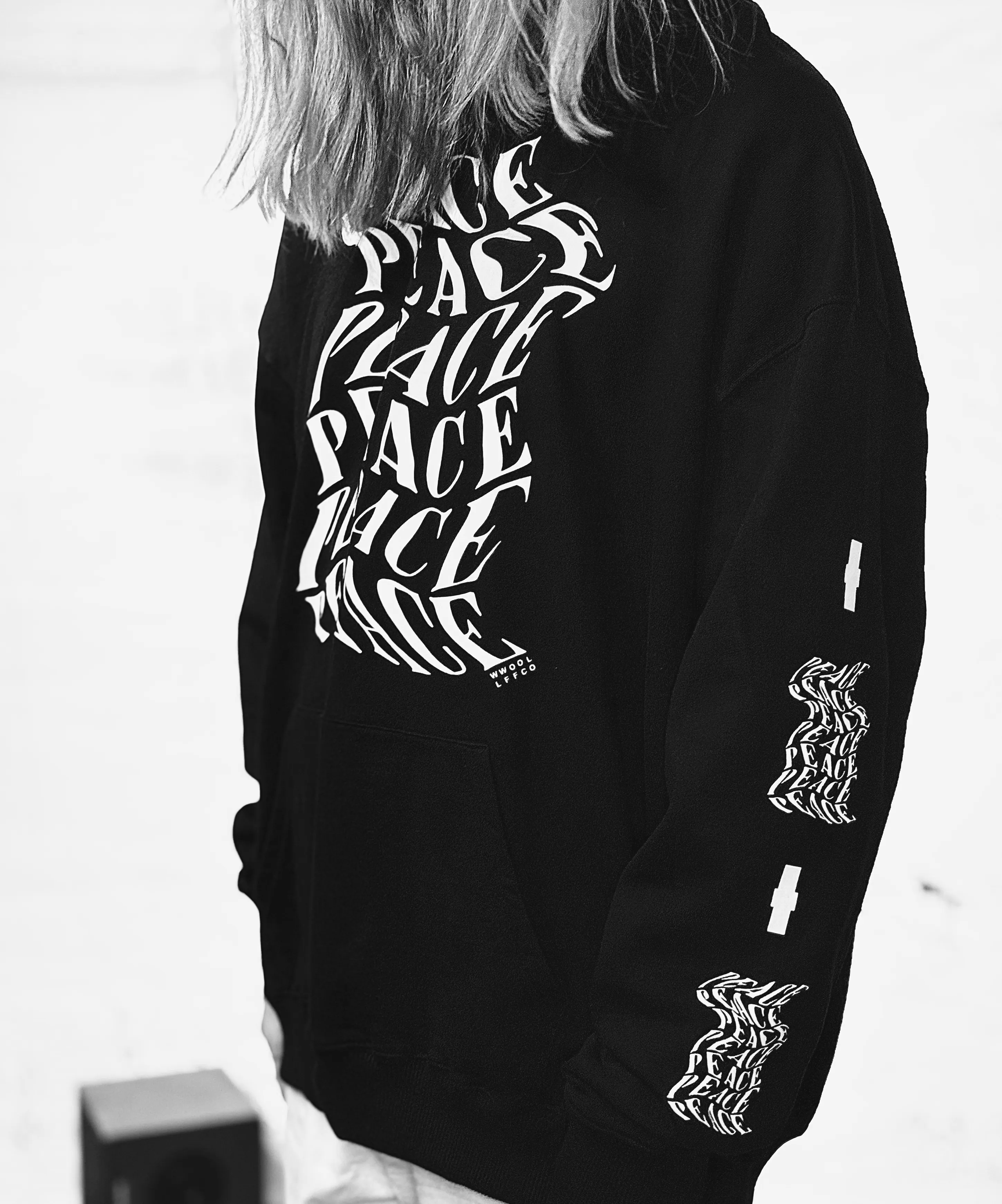 Peace III | Oversized Black Hoodie
