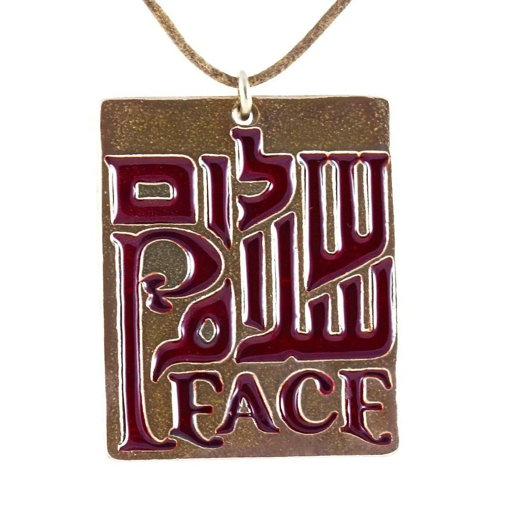 Peace Trinity Translucent Red Enamel on Adjustable Length Natural Fiber Cord